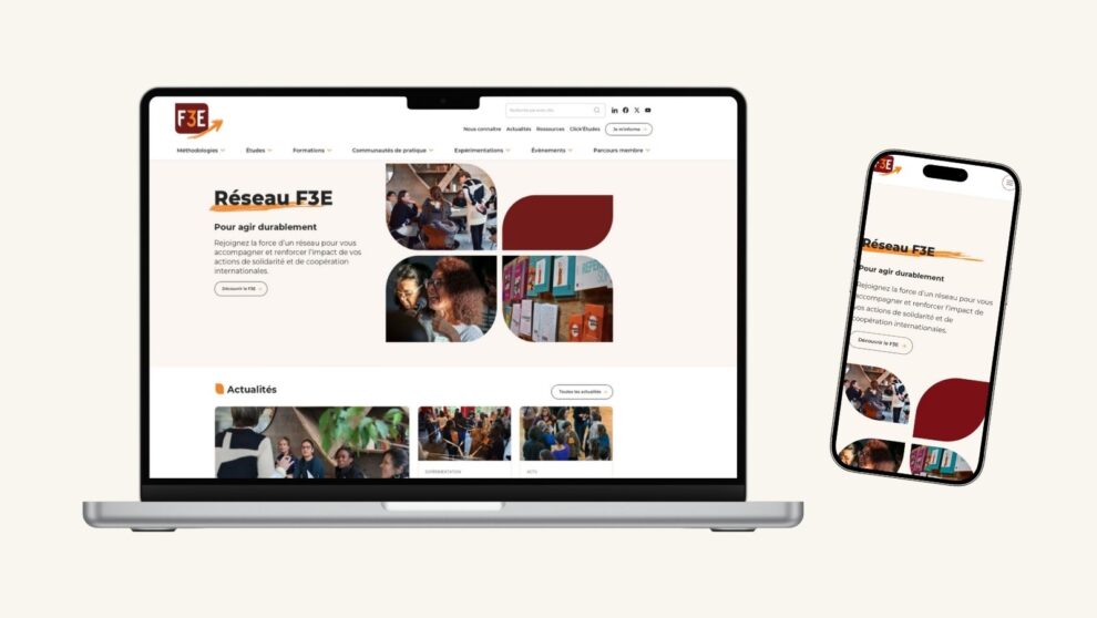 Illustration montrant le site du F3E sr ordinateur et téléphone