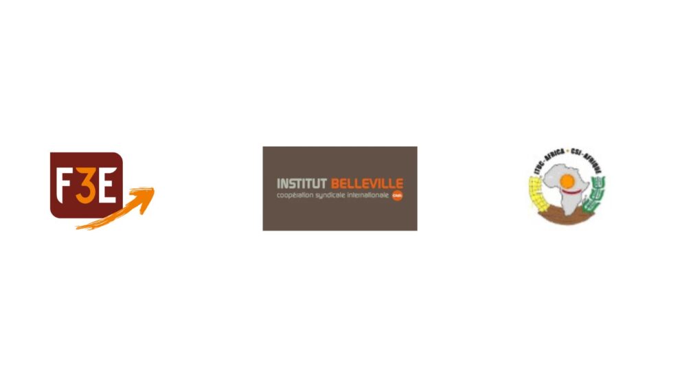 Les logos du F3E, de l'institut belleville et de la CSI Afrique sur fond blanc