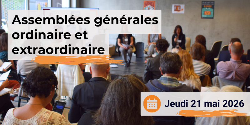 Bannière avec mention écrite " Assemblées générales ordinaire et extraordinaire" et la date" Jeudi 21 mai"